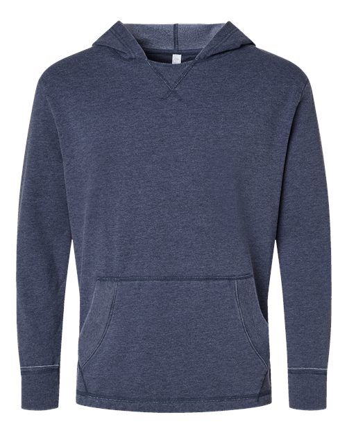 Unisex Vintage Wash Fleece Hoodie Sweatshirt - Washed Navy Front