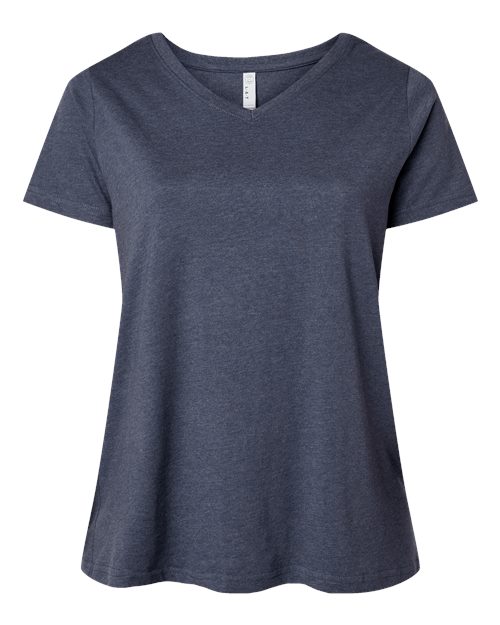 Women's Curvy Collection Fine Jersey V-Neck Tee - Vintage Denim Front