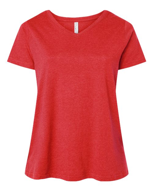Women's Curvy Collection Fine Jersey V-Neck Tee - Vintage Red Front