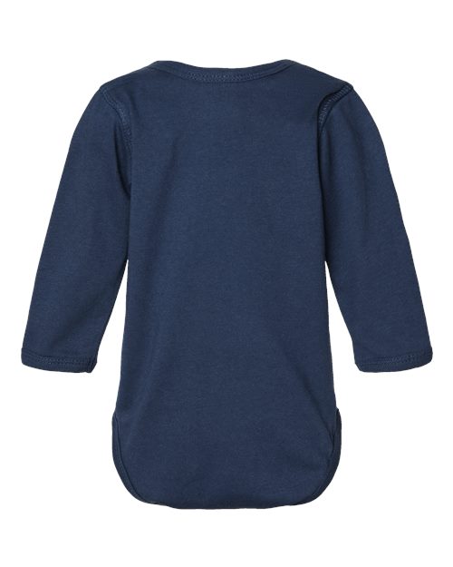 Infant Fine Jersey Long Sleeve Bodysuit - Denim Back