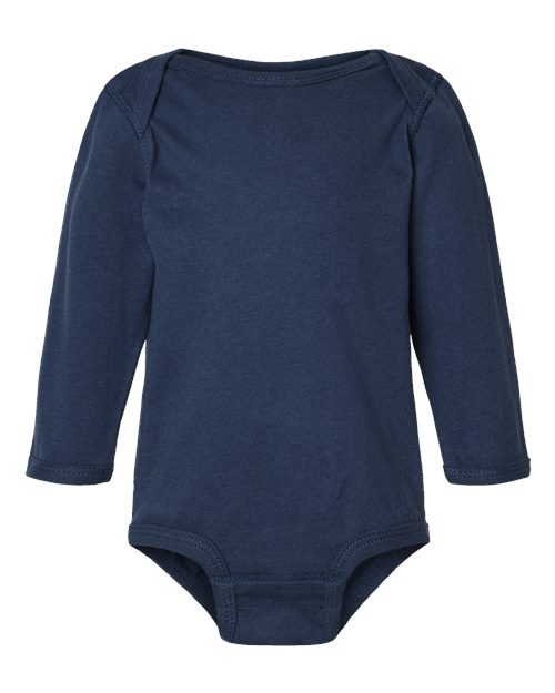 Infant Fine Jersey Long Sleeve Bodysuit - Denim Front