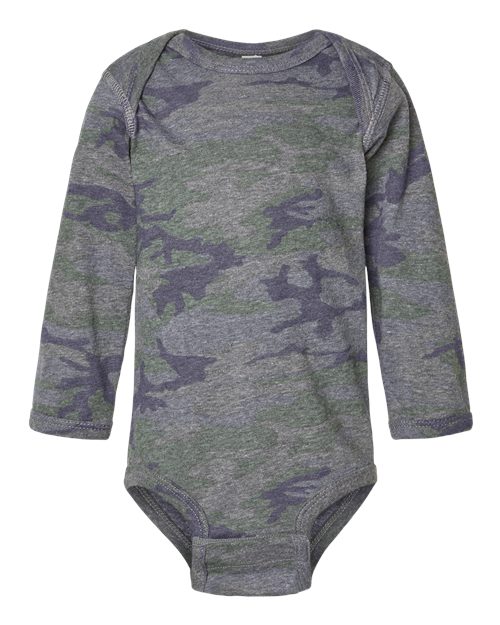 Infant Fine Jersey Long Sleeve Bodysuit - Vintage Camo Front