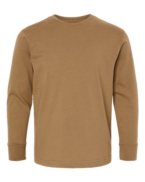 Youth Fine Jersey Long Sleeve Tee - Coyote Brown Front