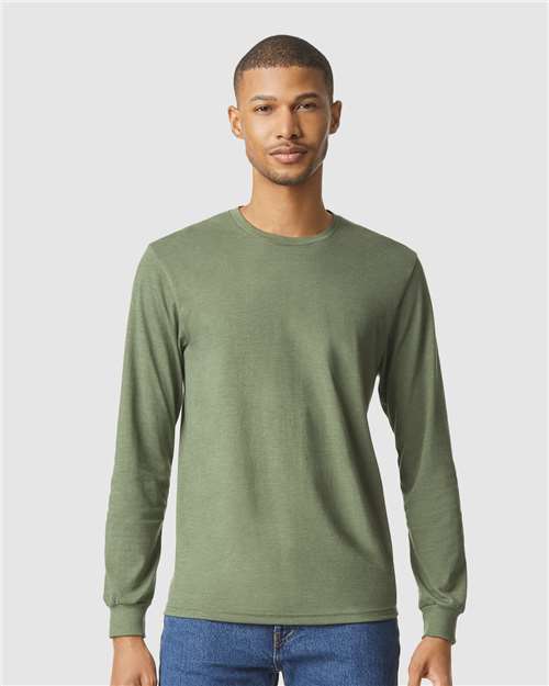 Gildan Unisex Softstyle® CVC Long Sleeve T-Shirt - Model Front