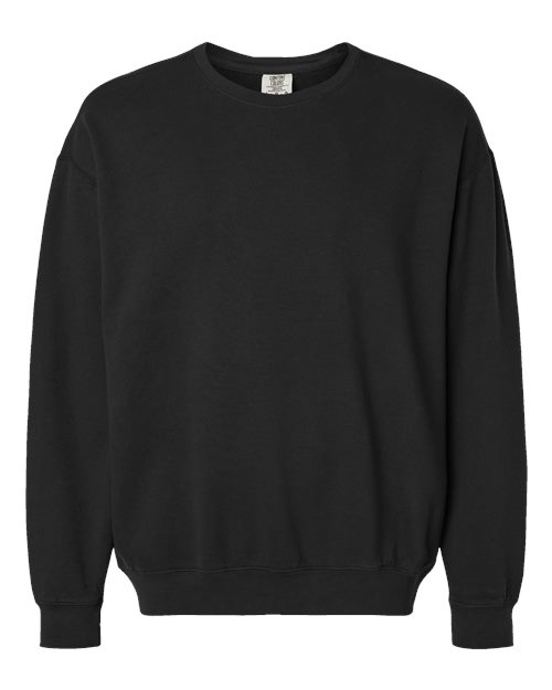 Unisex Garment-Dyed Lightweight Fleece Crewneck Sweatshirt - Black Front
