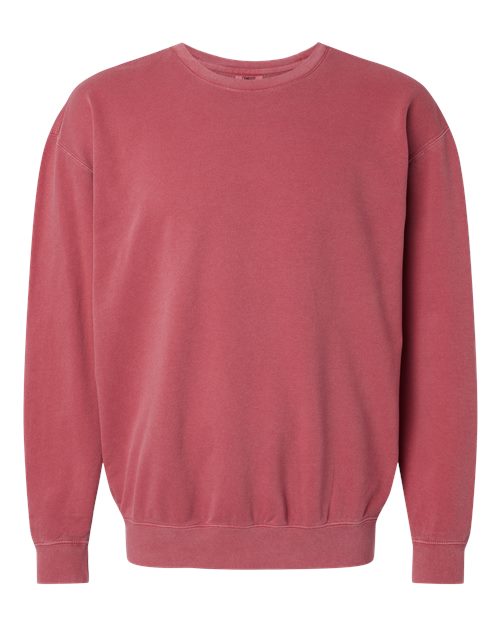 Unisex Garment-Dyed Lightweight Fleece Crewneck Sweatshirt - Crimson Front