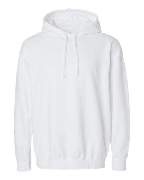 Unisex Garment-Dyed Lightweight Fleece Hooded Sweatshirt - White Front