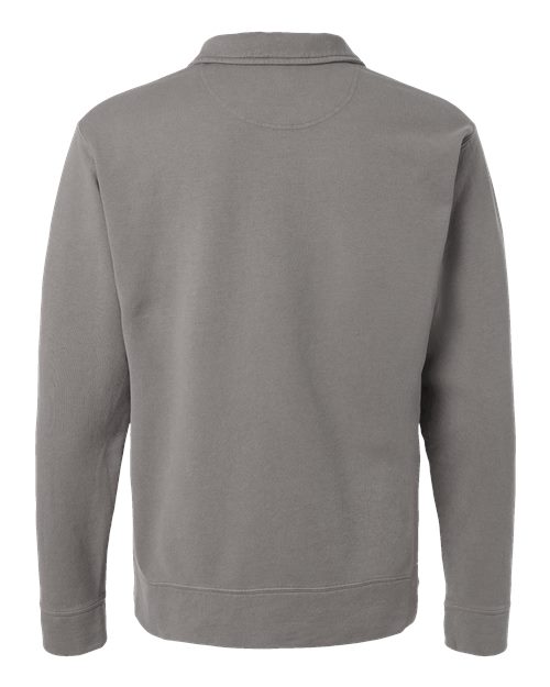 Unisex Garment-Dyed Polo Collar Sweatshirt - Concrete Grey Back