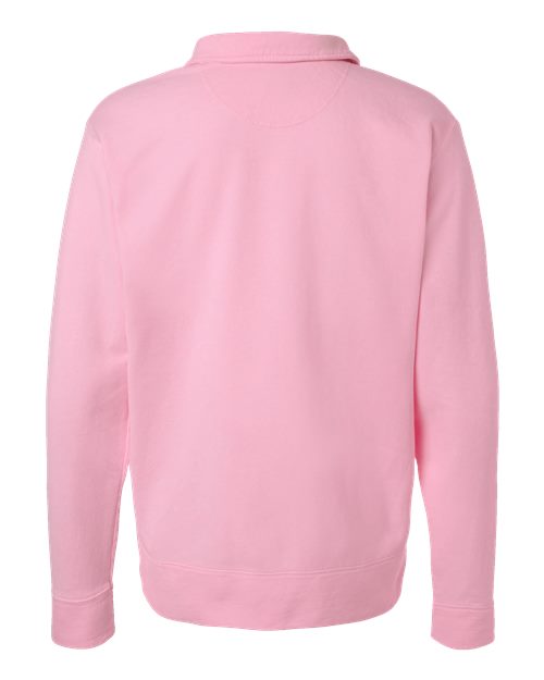 Unisex Garment-Dyed Polo Collar Sweatshirt - Cotton Candy Back
