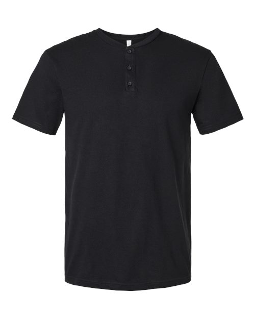 Unisex CVC Henley Tee - Black Front