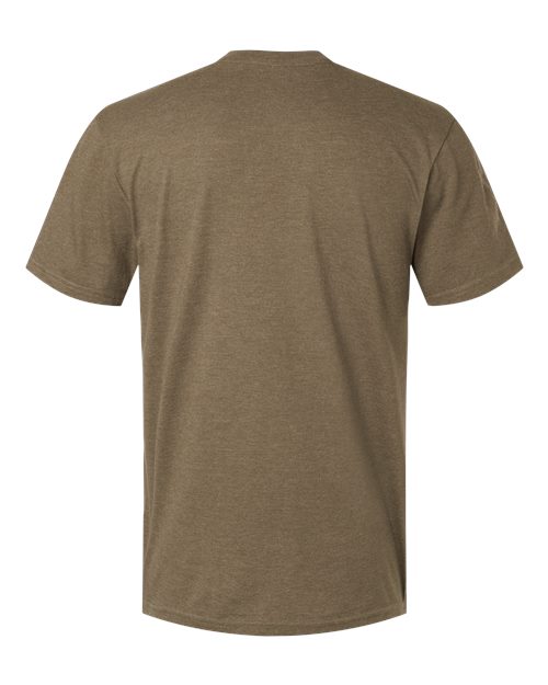 Unisex CVC Henley Tee - Heather Army Back