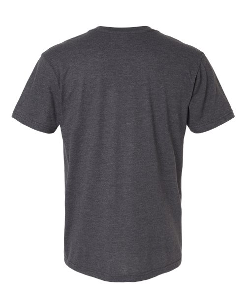 Unisex CVC Henley Tee - Heather Charcoal Back