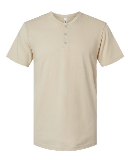 Unisex CVC Henley Tee - Heather Bone Front