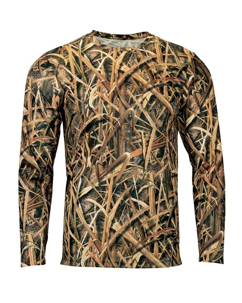 Men's Oxford Performance Camo Print Long Sleeve T-Shirt - Shadow Grass Front