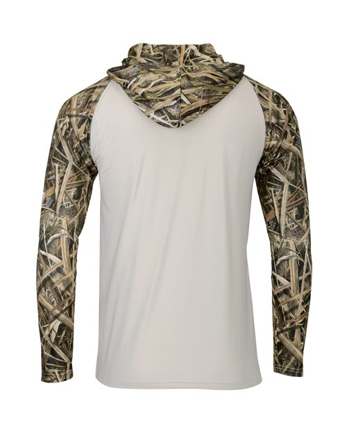 Men's Biloxi Performance Colorblocked Hooded Long Sleeve T-Shirt - Shadow Grass Back