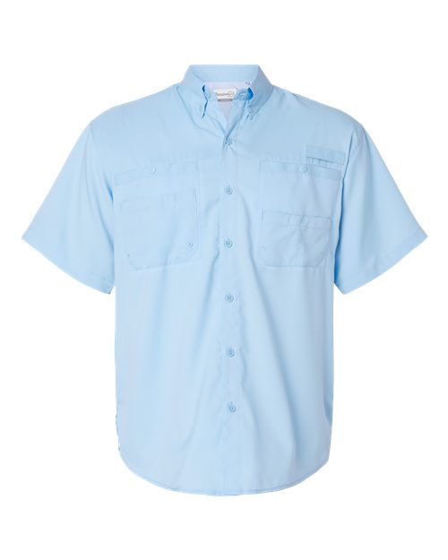 Men's Hatteras Performance Short Sleeve Fishing Shirt - Blue Mist Front