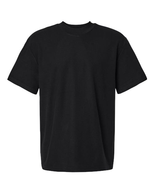Unisex Pique Mockneck Tee - Black Front