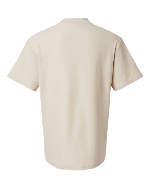 Unisex Pique Mockneck Tee - Bone Back