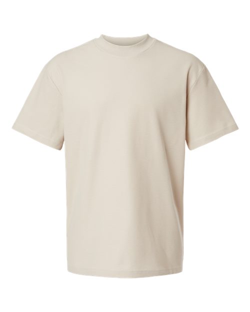 Unisex Pique Mockneck Tee - Bone Front