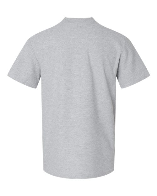 Unisex Pique Mockneck Tee - Heather Grey Back