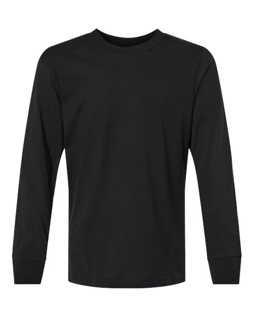 Youth Cotton Long Sleeve T-Shirt - Black Front