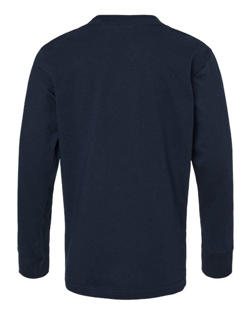 Youth Cotton Long Sleeve T-Shirt - Midnight Navy Back