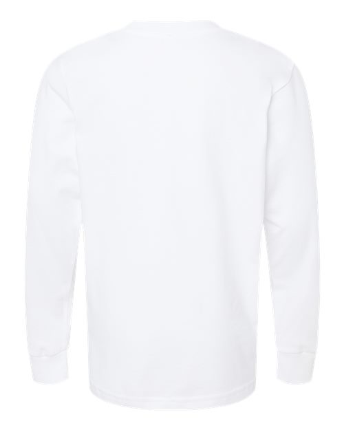 Youth Cotton Long Sleeve T-Shirt - White Back