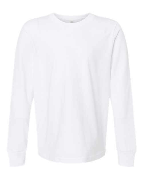 Youth Cotton Long Sleeve T-Shirt - White Front