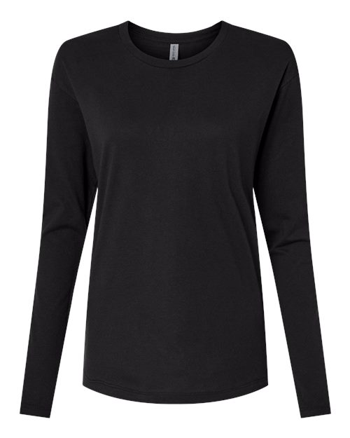 Women's Cotton Relaxed Long Sleeve T-Shirt - Black Front