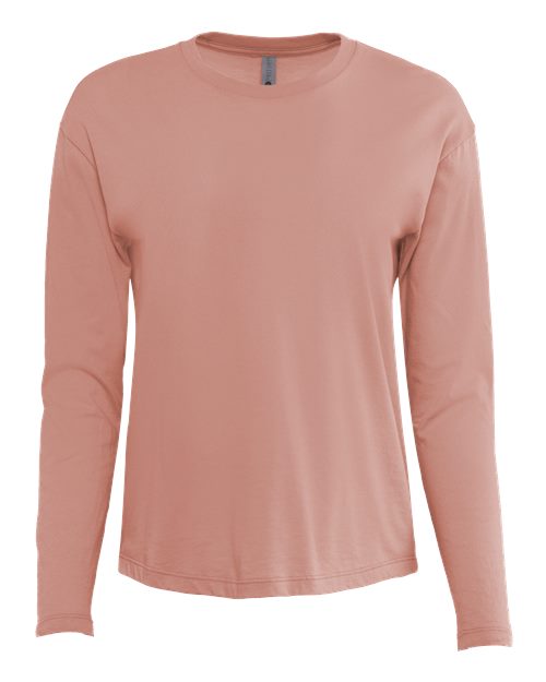 Women's Cotton Relaxed Long Sleeve T-Shirt - Desert Pink Front