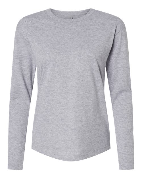 Women's Cotton Relaxed Long Sleeve T-Shirt - Heather Grey Front