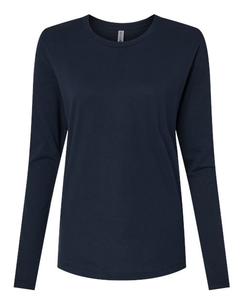 Women's Cotton Relaxed Long Sleeve T-Shirt - Midnight Navy Front