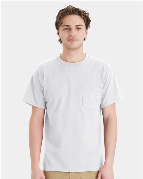Hanes Unisex Essential-T Pocket T-Shirt - Model Front