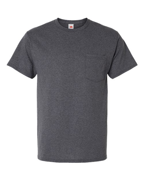 Essential-T Pocket T-Shirt - Charcoal Heather Front