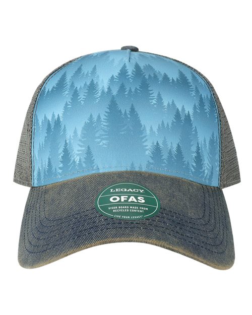 Old Favorite Five-Panel Trucker Cap - Blue Pines Front