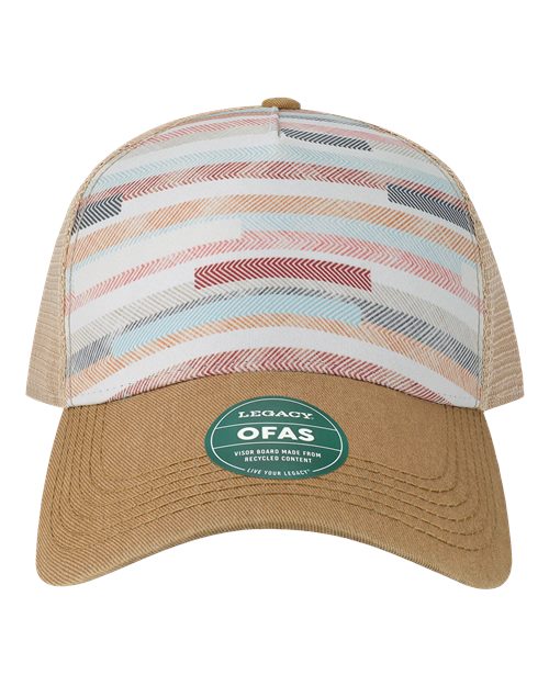 Old Favorite Five-Panel Trucker Cap - Fabric Stripes Front