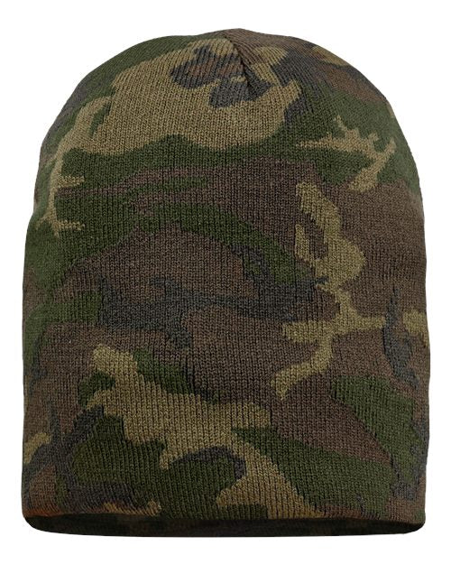8" Beanie - Green Camo Back