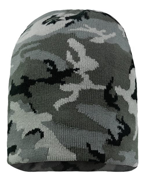 Sportsman 8" Beanie - Grey Camo Front