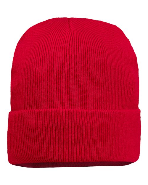 12" Jersey Lined Cuffed Beanie - Red Front
