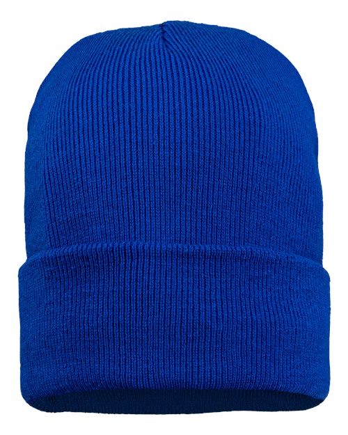 12" Jersey Lined Cuffed Beanie - Royal Front