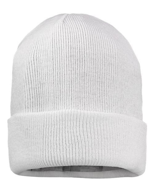 12" Jersey Lined Cuffed Beanie - White Back