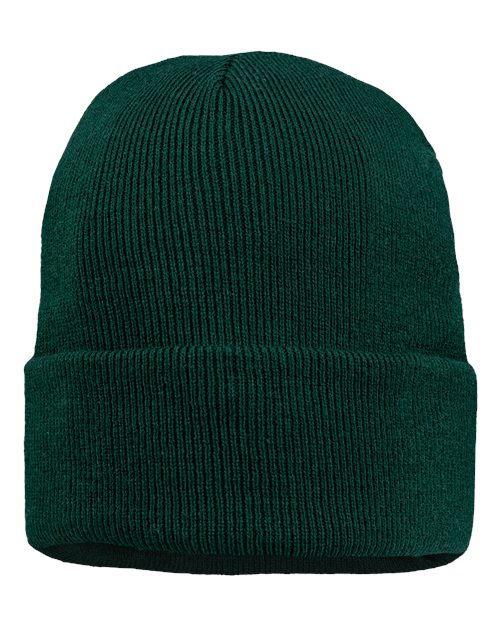 12" Jersey Lined Cuffed Beanie - Forest Green Back