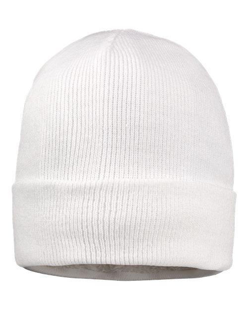 12" Sherpa Lined Cuffed Beanie - White Back