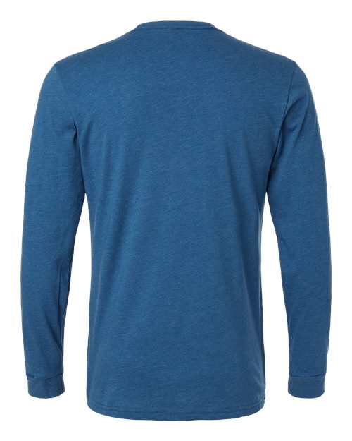 Unisex CVC Long Sleeve T-Shirt - Heather Cool Blue Back