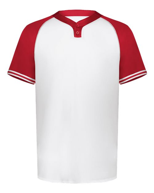 Youth Cutter Henley Jersey - White/ Scarlet Front