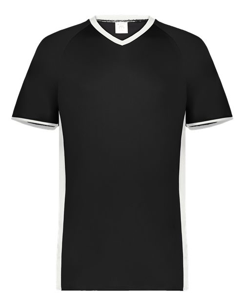 Men's Cutter V-Neck Jersey - Black/ White Front