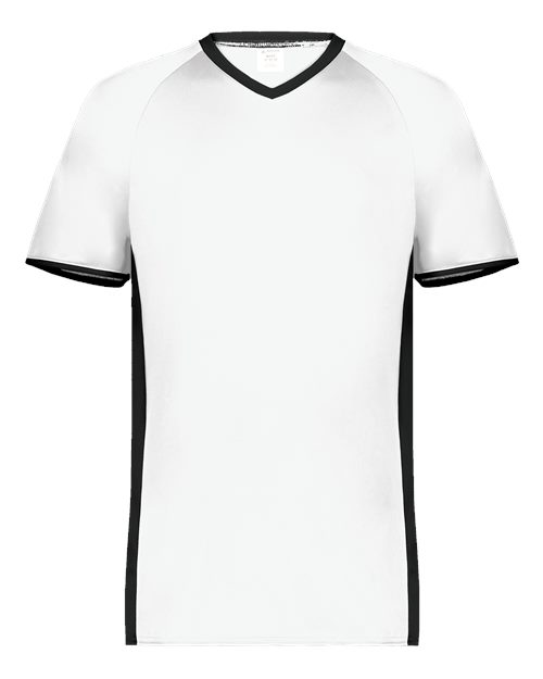 Men's Cutter V-Neck Jersey - White/ Black Front