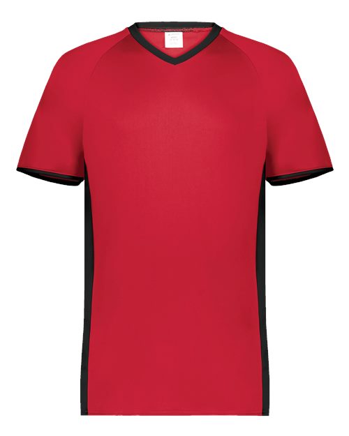 Youth Cutter V-Neck Jersey - Scarlet/ Black Front