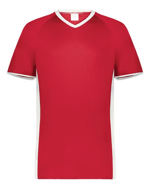 Youth Cutter V-Neck Jersey - Scarlet/ White Front
