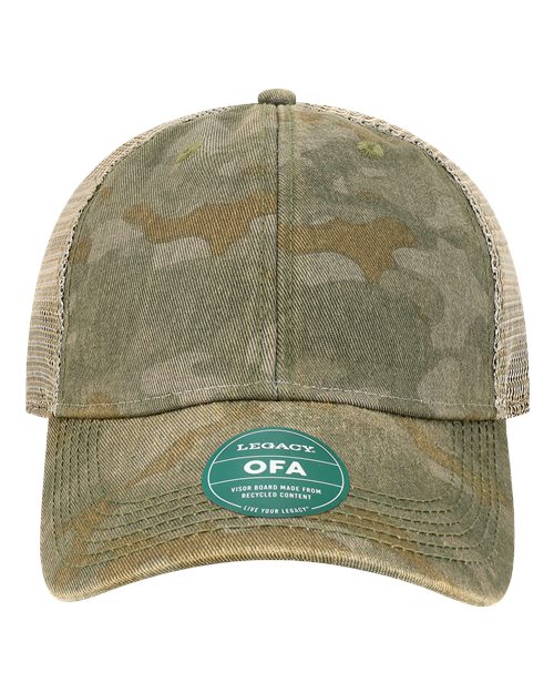 Old Favorite Trucker Cap - Green Field Camo/ Java Front
